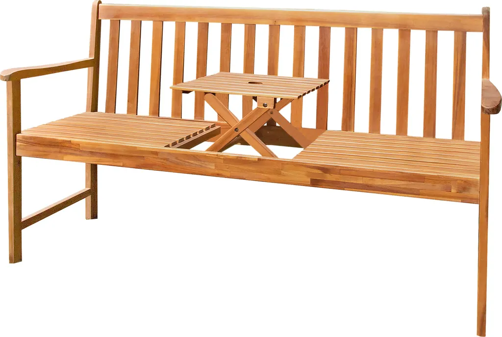 Banc en bois d'acacia 150cm avec table escamotable intégrée design