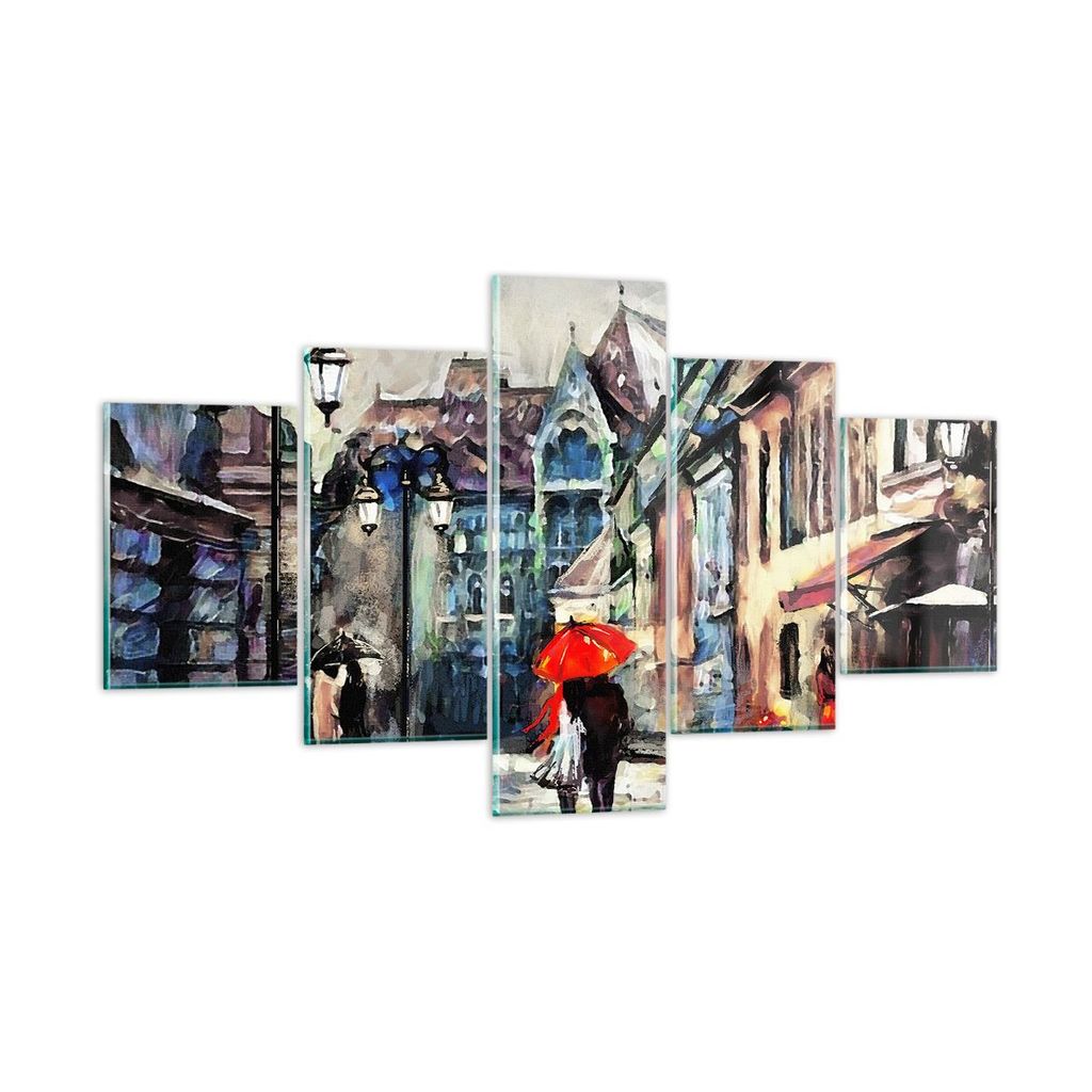 Bilder auf glas - Stadt Straße Haus - 125x70cm - Glasbilder - Wandbilder - Kunstdruck - zum Aufhängen bereit - Wanddekoration aus Glas - Glas Bil...