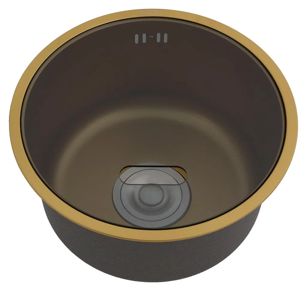 Évier de cuisine compact doré - Solution design ronde pour petit espace