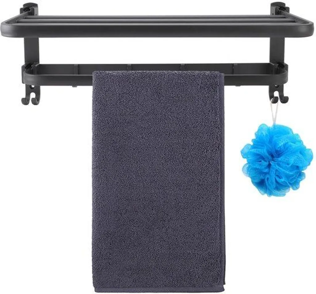 Porte-serviettes mural 49 cm noir mat gain de place pour petite salle de bain