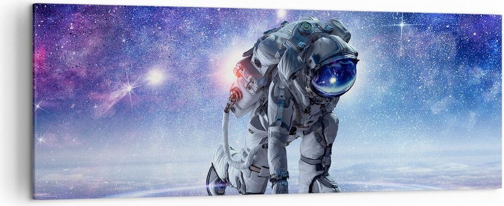 Bild auf Leinwand - Leinwandbild - Kosmonaut Weltraum - 140x50cm - Wand Bild - Wanddeko - Leinwanddruck - Bilder - Kunstdruck - Wanddekoration - Le...