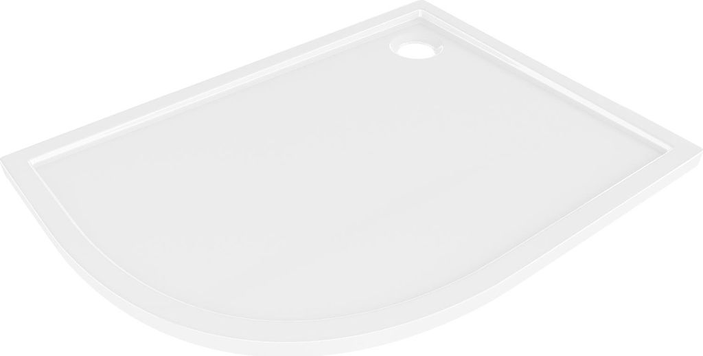 Mexen Flow asymmetrische Viertelkreis-Duschwanne Slim rechts 90 x 80 cm, weiß glänzend - 46Q108090R