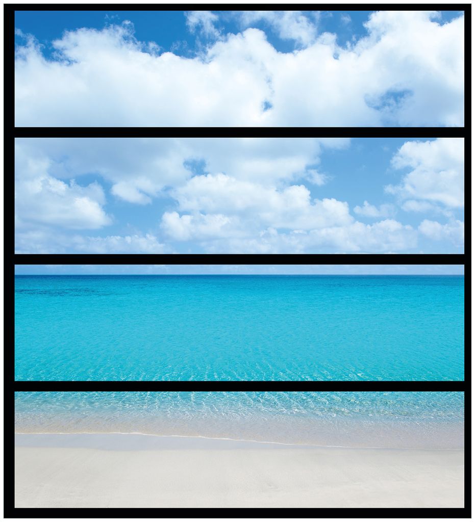 Wallario Möbelfolie / Aufkleber, geeignet für Ikea Malm Kommode mit 4 Schubfächern - Sandstrand und blaues Meer
