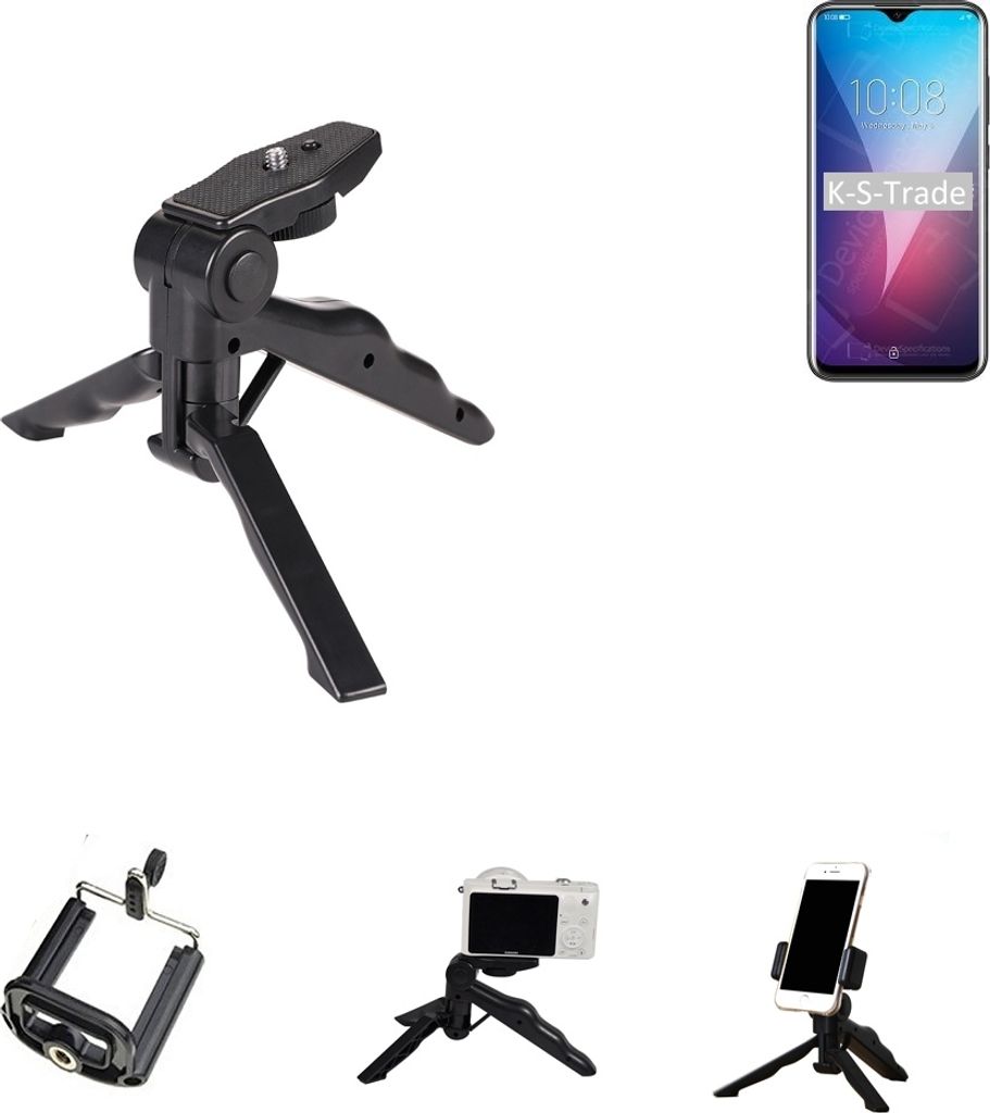 K-S-Trade Stativ Tisch-Ständer Dreibein Handy-Stativ Ständer kompatibel mit Oukitel Y4800 Mini-Stativ Smartphone Tripod Handy-Stativ aus Plastik