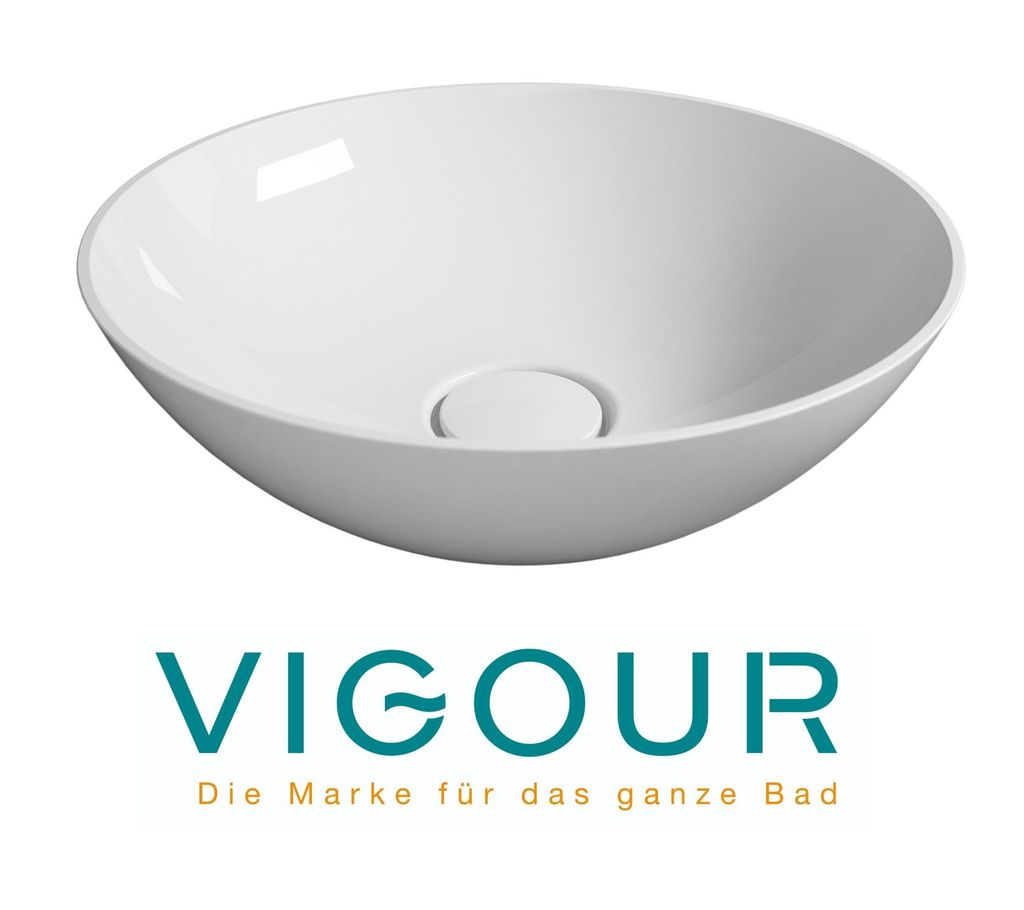 VIGOUR INDIVIDUAL 3.0 Aufsatzschale Mineralguss SolidPlus VIG Beschichtung Ø 40cm, weiß glänzend