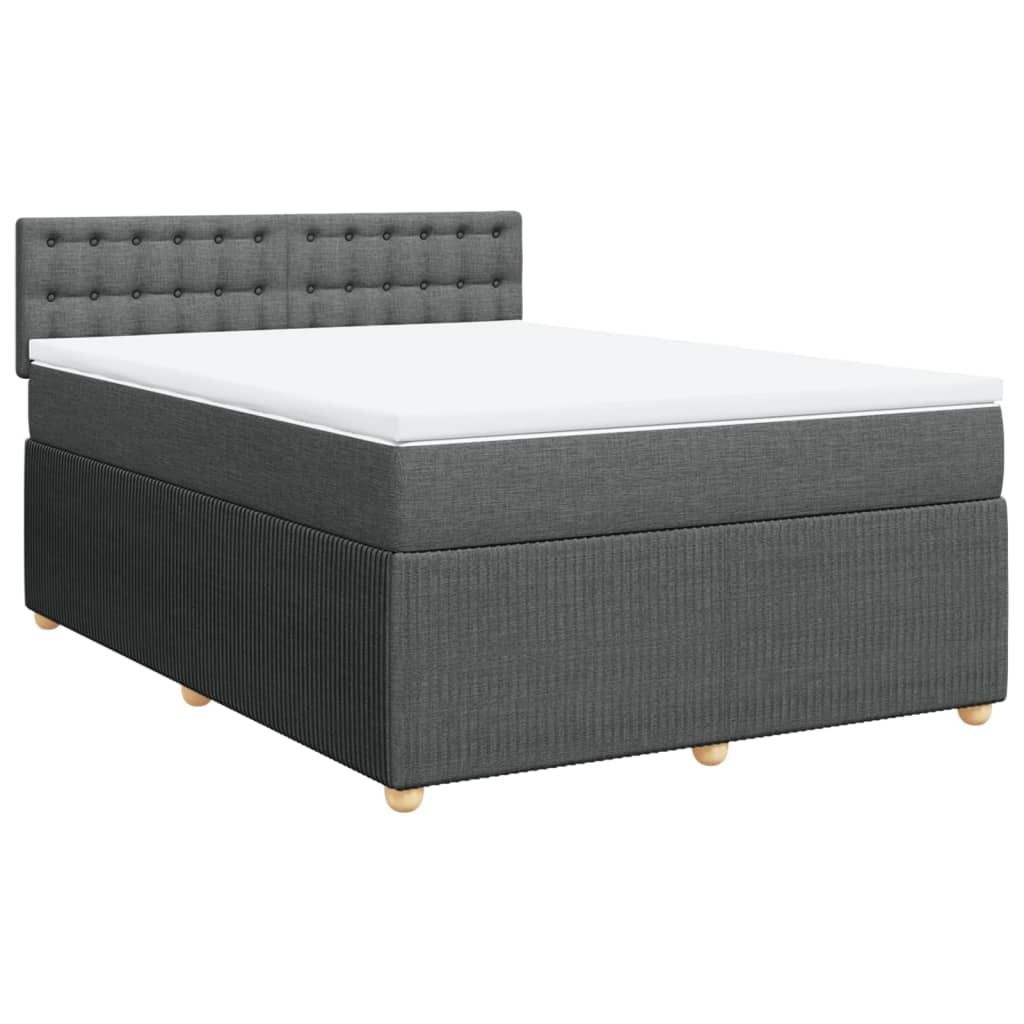 (Robust Möbel)Boxspringbett Modernes/Doppelbett - Polsterbett Erwachsene/r /Kind - mit Matratze Dunkelgrau 140x190cm Stoff - Klassische Betten...