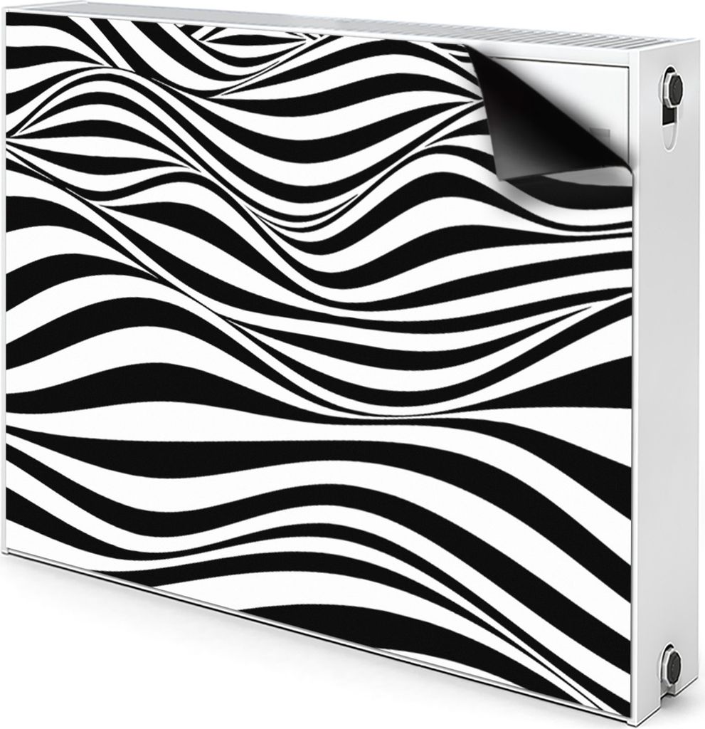 Magnet Heizkörper-Abdeckung Verkleidung Abdeckung Heizkörperabdeckung 80x60 cm - Schwarz und Weiß, Wellen