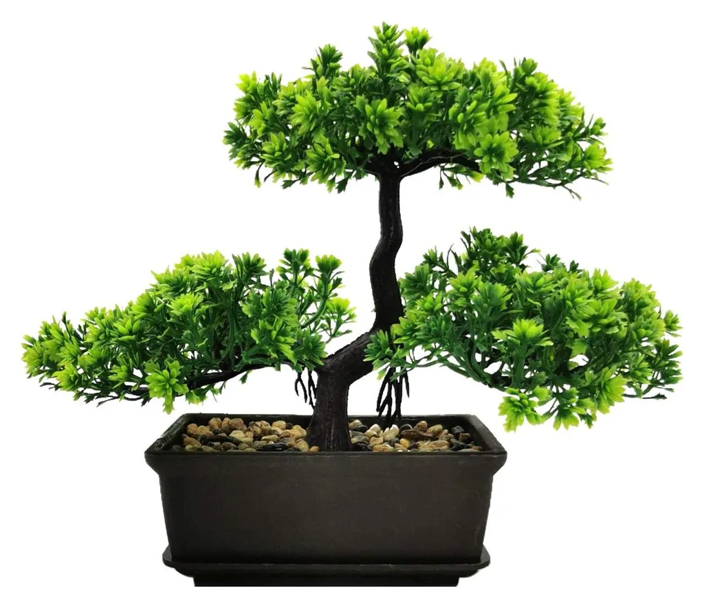 Bonsaï artificiel vert foncé style rustique pour décoration d'entrée
