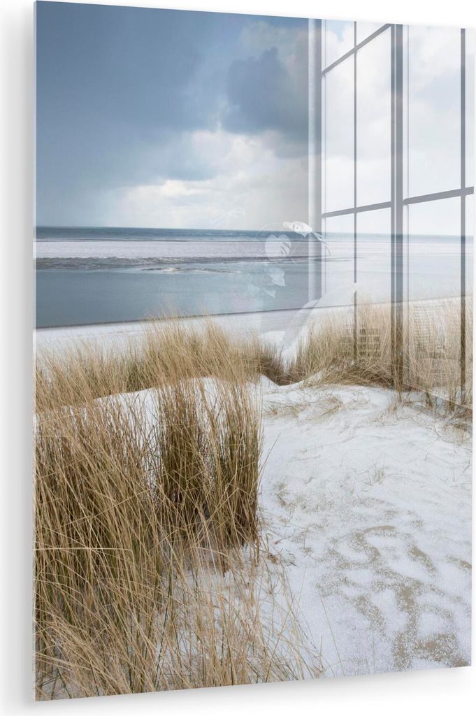MuchoWow Glasbilder - Bilder auf Wandbild - Foto auf Glas Nordsee - Dünen - Wasser 60x80 cm Wanddekoration aus Glas - Acrylglasbild - Acrylbilder ...