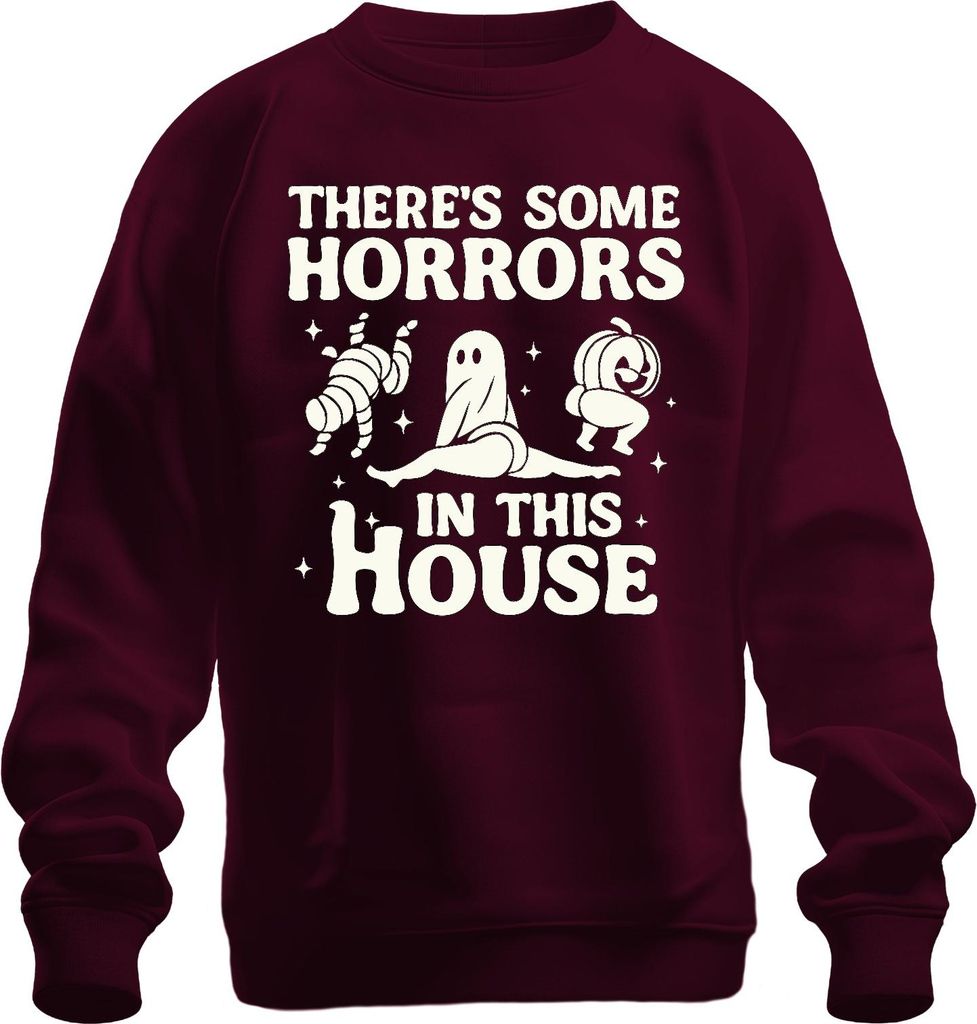 There's Some Horrors In This House Halloween Geist Twerking Lustig Uni Sweatshirt Pullover, Burgundy, XL