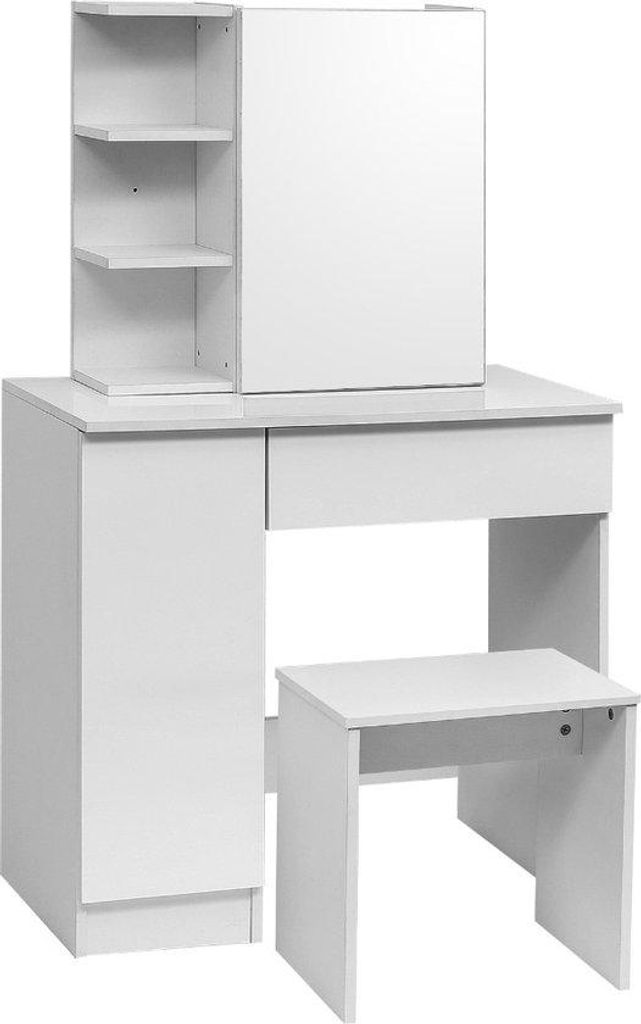 Hochbeet mit Spiegel und Stuhl - Schönheitsbehandlungstisch & Schreibtisch - Schlafzimmer, Wohnzimmer, Büro - Holz - Weiß - 80x50x75 - Weiß