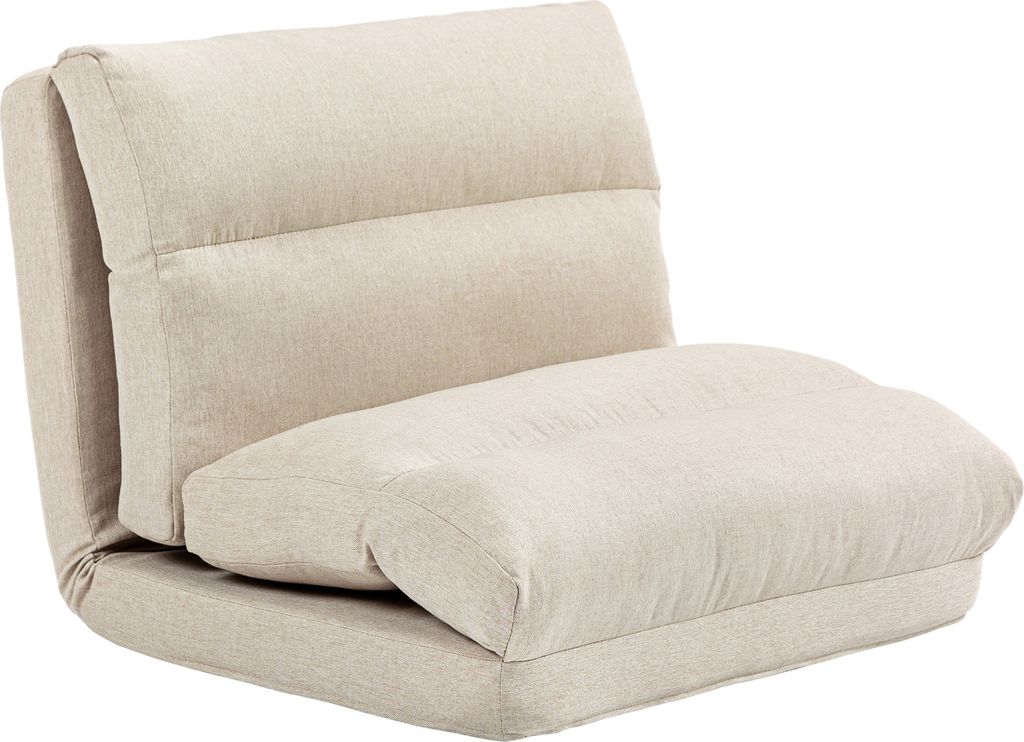 HOMCOM Bodenstuhl Bodensessel mit 6-Stufig Verstellbarer Rückenlehne, Klappbar Meditationsstuhl mit Leinenoptik, Gepolstert Bodensofa, Beige