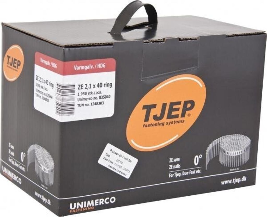 Coilnägel ZE 2,1x40mm Ring feuerverzinkt 0° Tjep ZE65 ZE75 Coilnagler Paslode Duo Fast CPN65 1,95M
