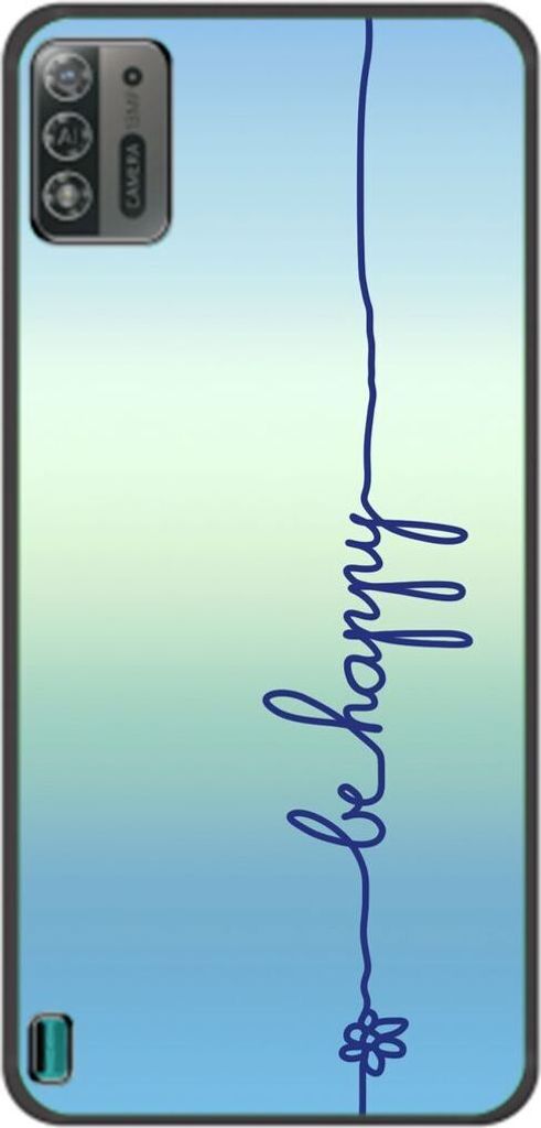 König Design Hülle kompatibel mit ZTE Blade A52 Lite Kunststoff Soft Handyhülle - Handy Case Be Happy Blau