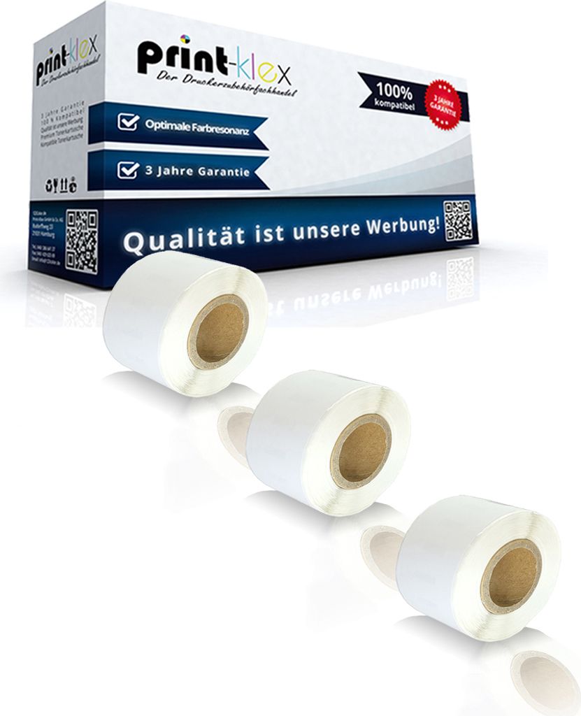 3x Kompatible Etiketten-Rollen für Dymo 99010 Labelwriter 450 450 Duo 450Series 450 Turbo 450Twin Turbo DUO SE450LTwin Turbo 99010 S0722370 89mm x...