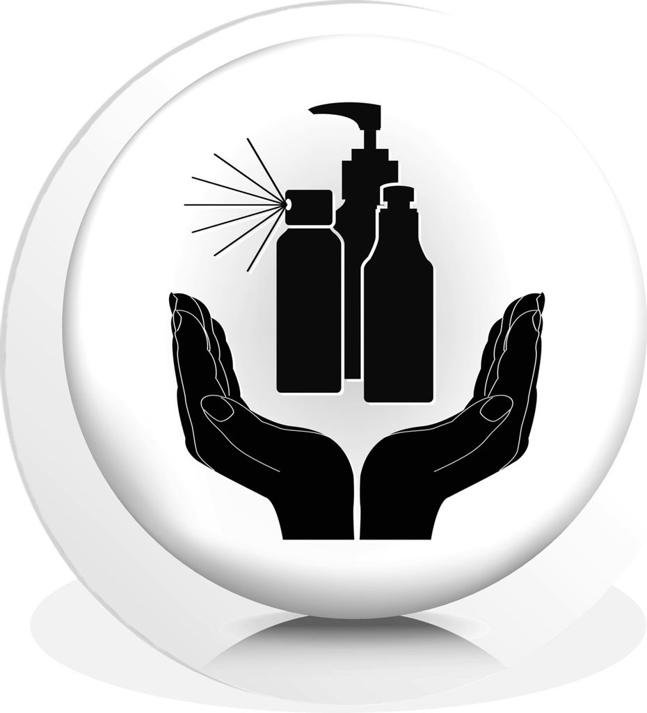 MuchoWow Rundes Wandbild - Runde Bilder Illustration von zwei Händen mit Haarspray und andere Friseur Attribute - schwarz und weiß Ø 90 cm Kre...