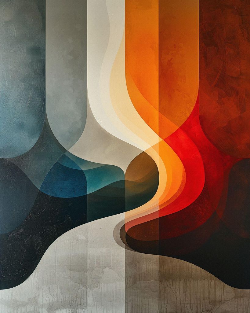 TADESSI Leinwandbild Abstrakte Formen Bunt - Wandbild 40 x 50 cm - Kunstdruck auf Leinwand in Bunt Grau - M1-No.52121