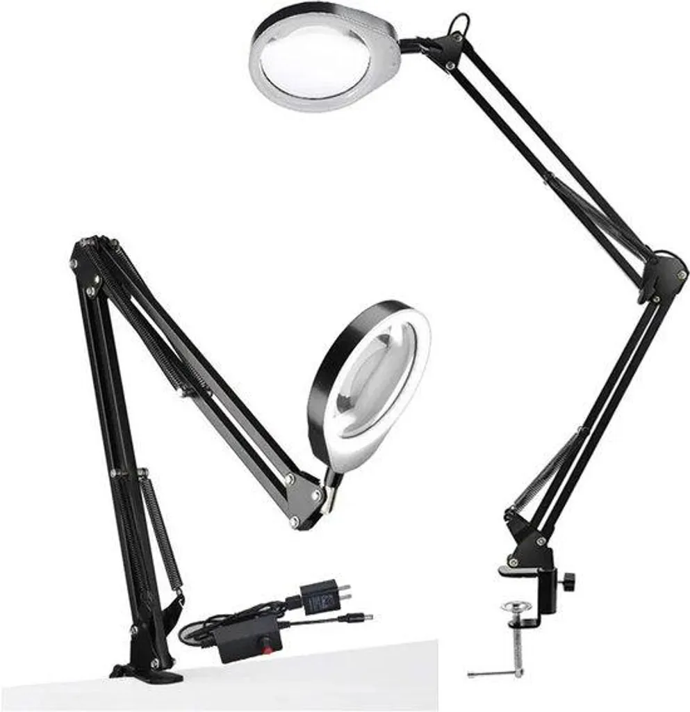 Loupe de lecture lumineuse 5x à LED USB noire pour seniors et loisirs