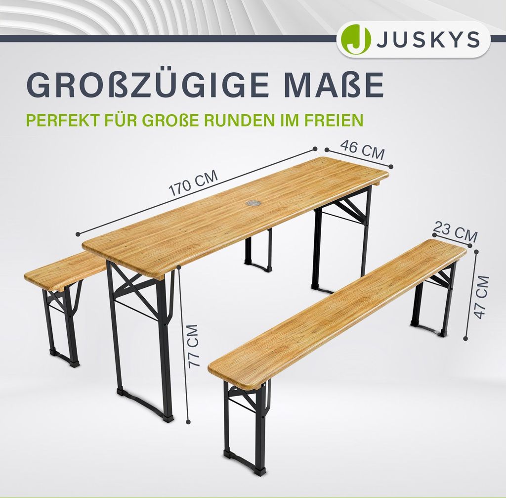 Juskys Bierzeltgarnitur Bichl 3-teilig klappbar - Biertisch Produktbild 3