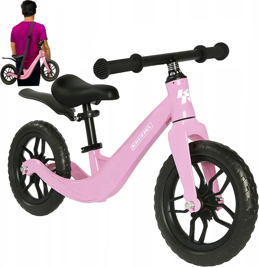 Draisienne ultralégère pour enfant 12 pouces KRUZZEL rose avec sangle