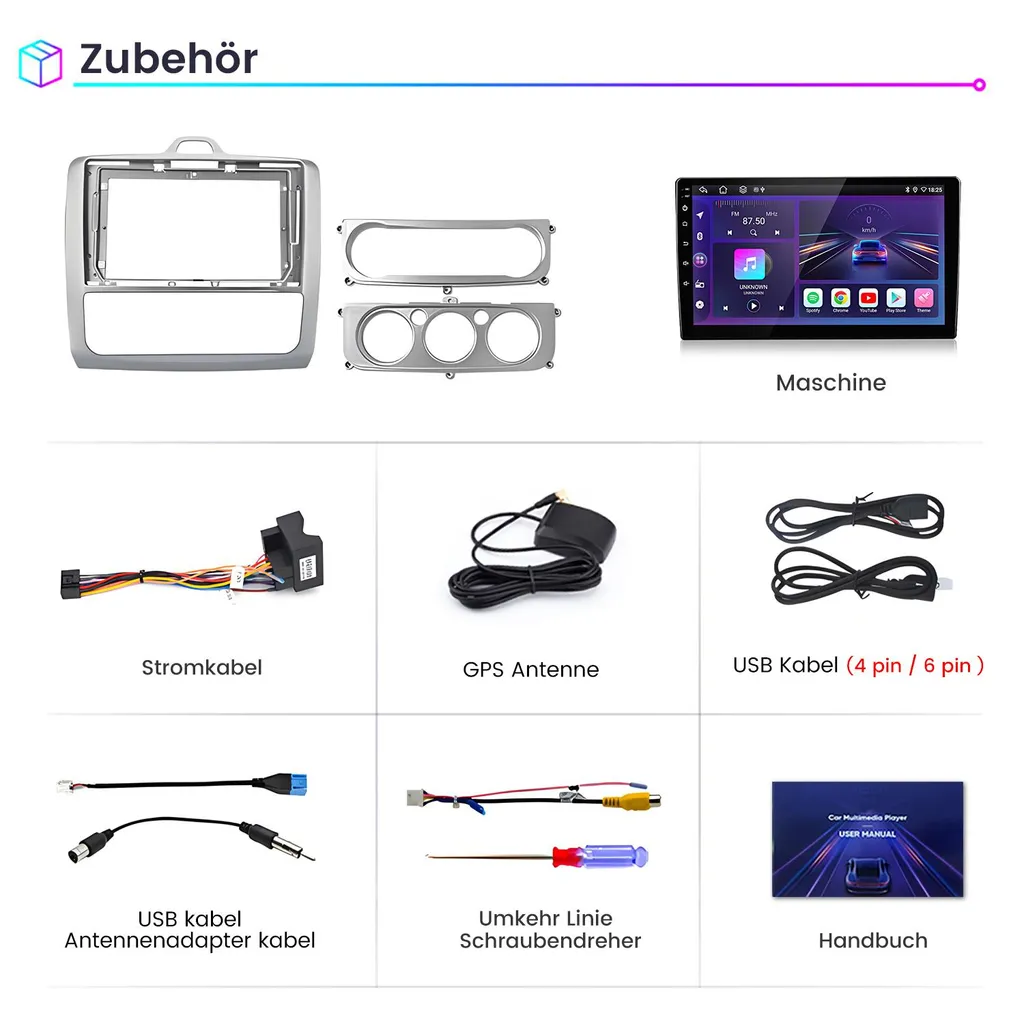 Autoradio Android 9" Ford Focus 2 2004-2011 GPS WiFi Bluetooth DAB+ - 3