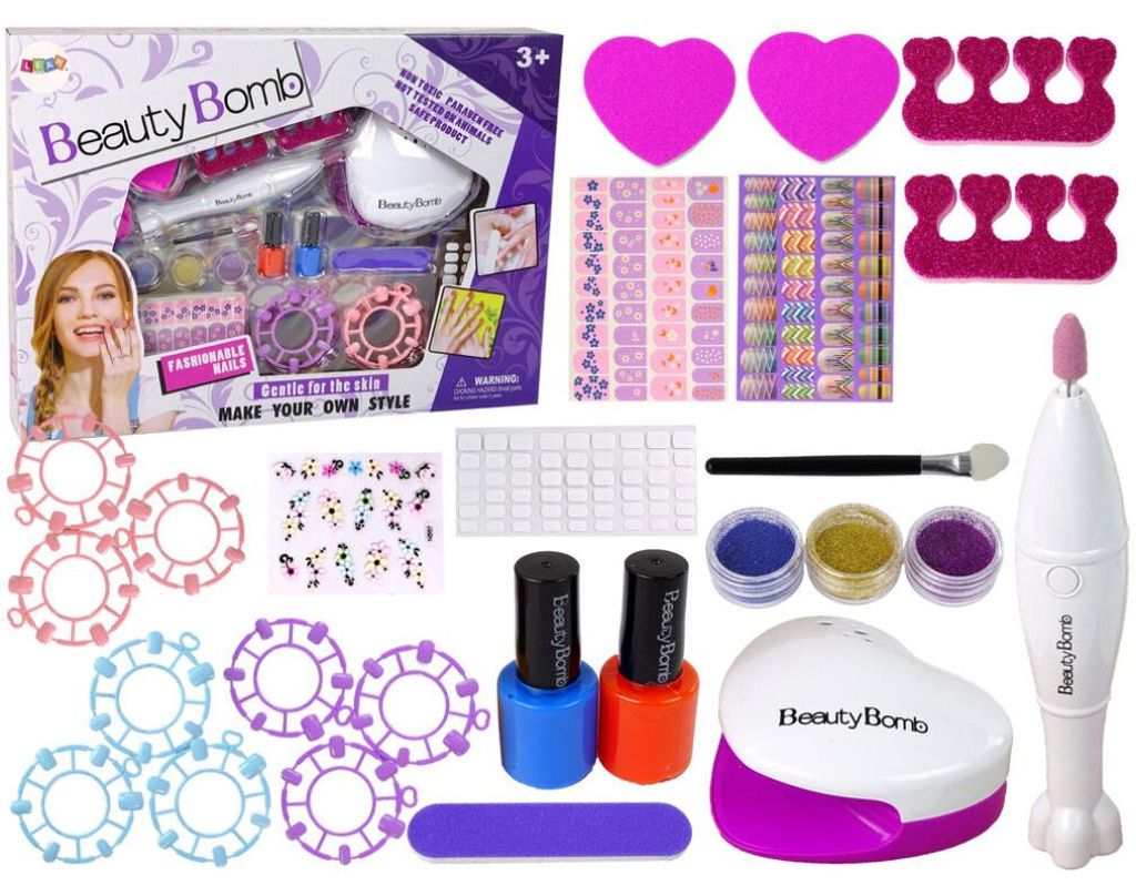Leantoys Nagellack-Set Form Lampe Feile Brokate