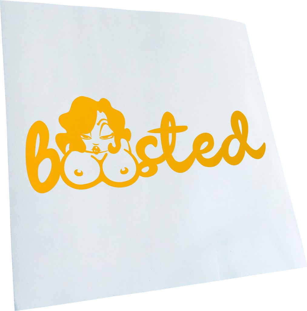 Kiwistar - Autoaufkleber - Boosted - Gelb - 60x21cm - Aufkleber für Auto, Laptop, Fahrrad, LKW, Motorrad mehrfarbig JDM Decal Racing