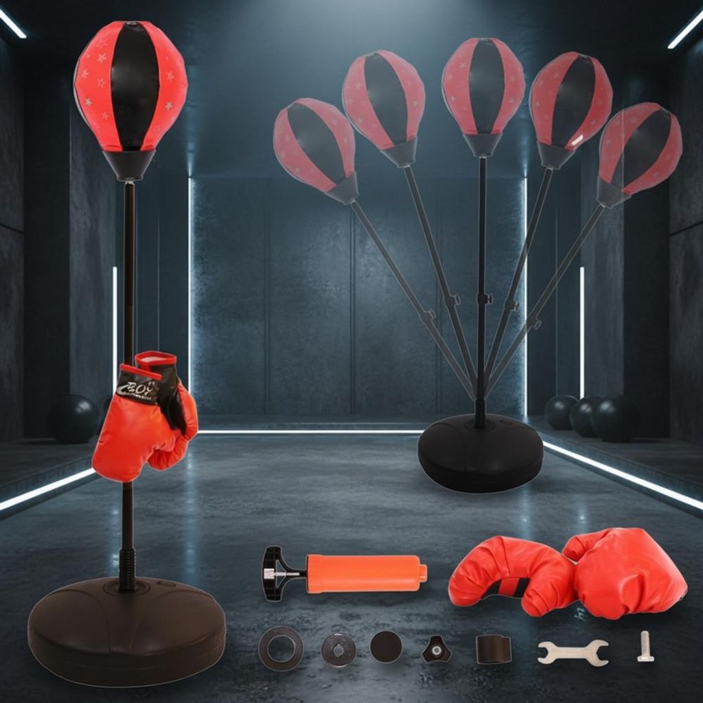 Mucola Standboxsack Kinder mit Boxhandschuhe Boxsack verstellbar Boxbirne Punching Ball Boxpartner Punchingsäcke