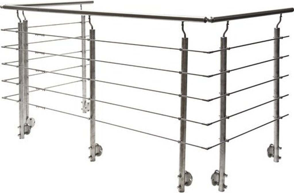 Pertura Geländer-Komplettset Hestia U-Form Edelstahl mit Rundstäbenfür Seitenmontage B: 16 m