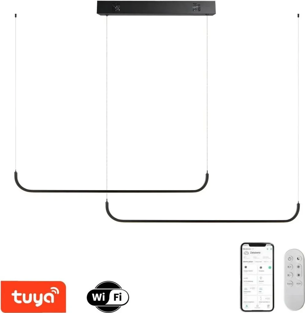 Suspension Double IMMAX PATTINI 56W Noir avec Support Beacon et Tuya