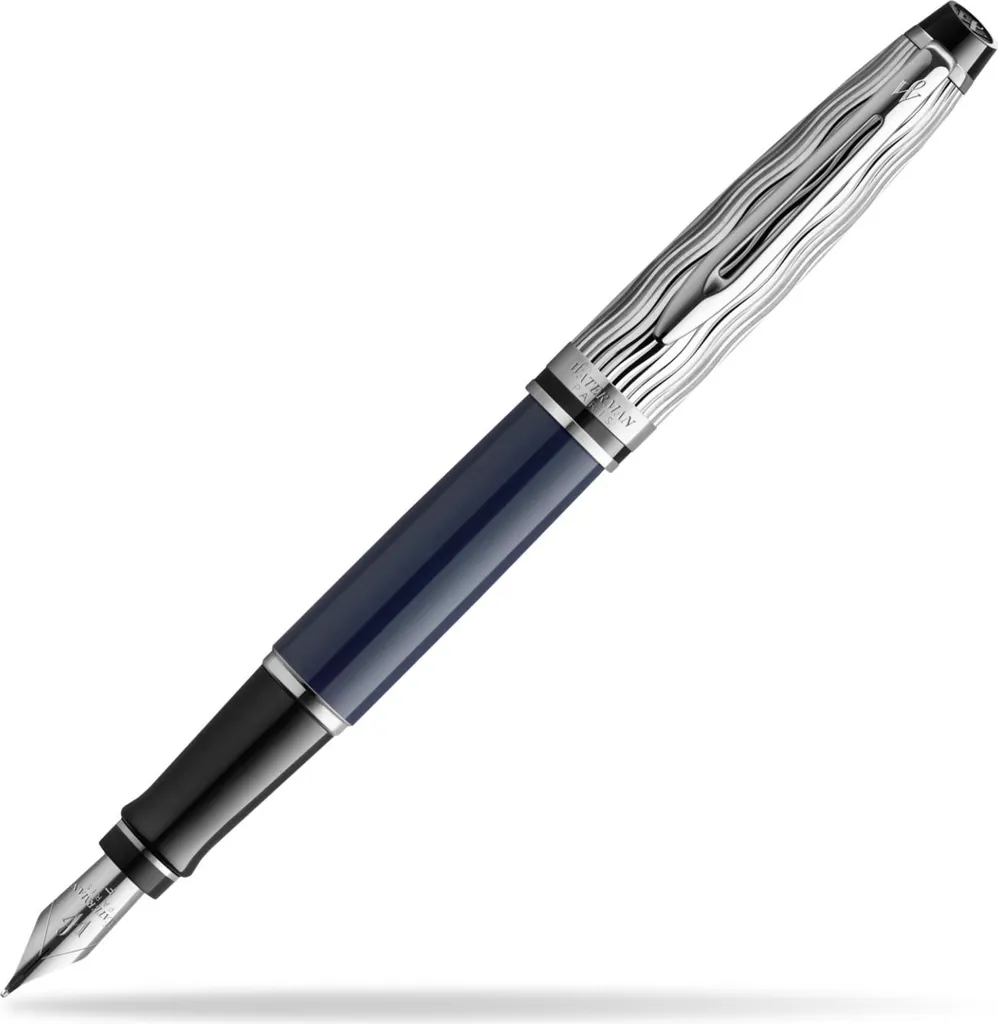 Stylo à Plume Waterman Expert DeLuxe Bleu Profond Finition de Luxe F