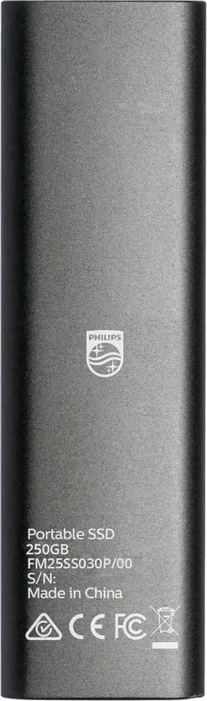 Philips SSD Externe 250 Go M.2 - Format Compact et Finition Noir Mat