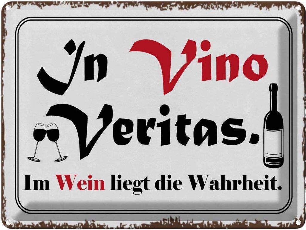 vianmo Blechschild 30x40 cm in Vino Veritas Wein Wahrheit Spruch Zitat