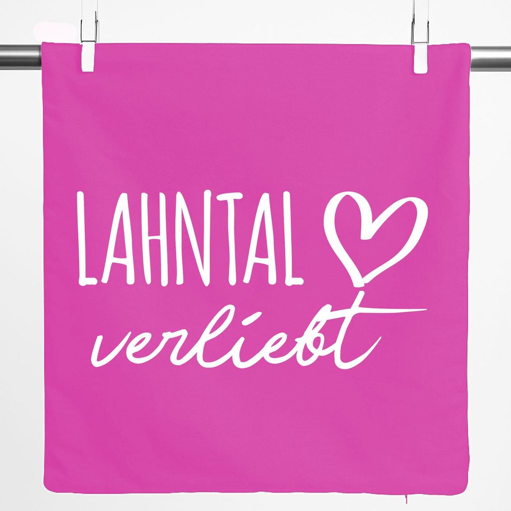 Huuraa Kissenbezug Lahntal verliebt 40x40cm Fuchsia Baumwolle Dekokissenbezug Geschenkidee