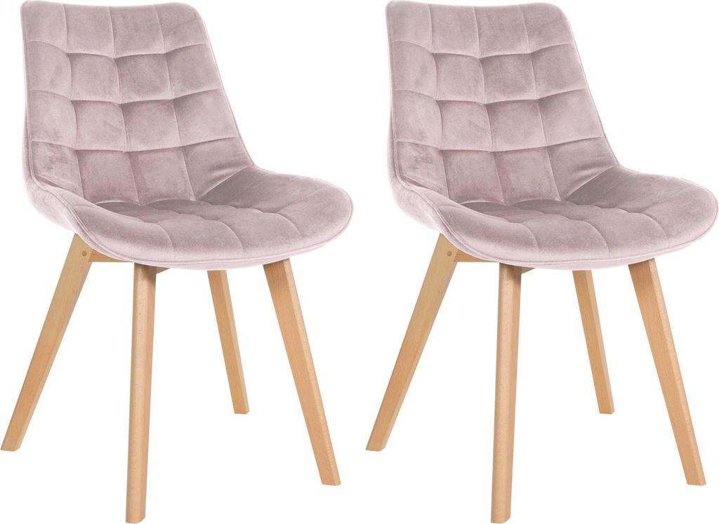 CLP 2er Set Esszimmerstühle Brook mit Samtbezug pink Produktbild 