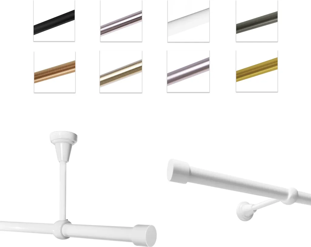 Bastone Per Tende 320 cm Bianco - Singolo Robusto Parete/Soffitto