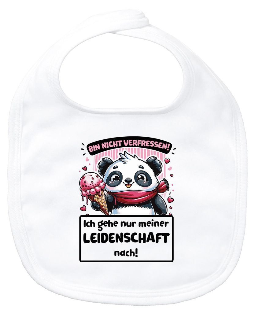 Huuraa Baby Lätzchen Verfressen, gehe Leidenschaft nach Pandabär White Klettverschluss Baumwolle Latz Geschenkidee