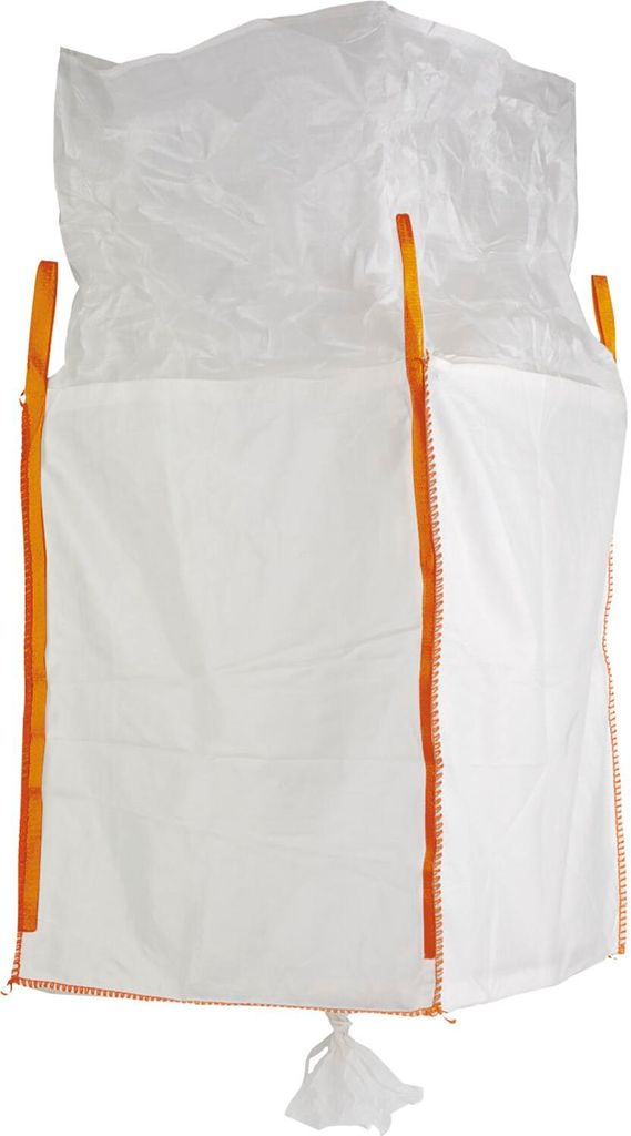 Containersack Big Bag Sack mit Auslauf und Schürze 1500 kg - Unbeschichtet - 90x90x115 cm - 4 Hebeschlaufen - Schürzendeckel - Auslaufstutzen