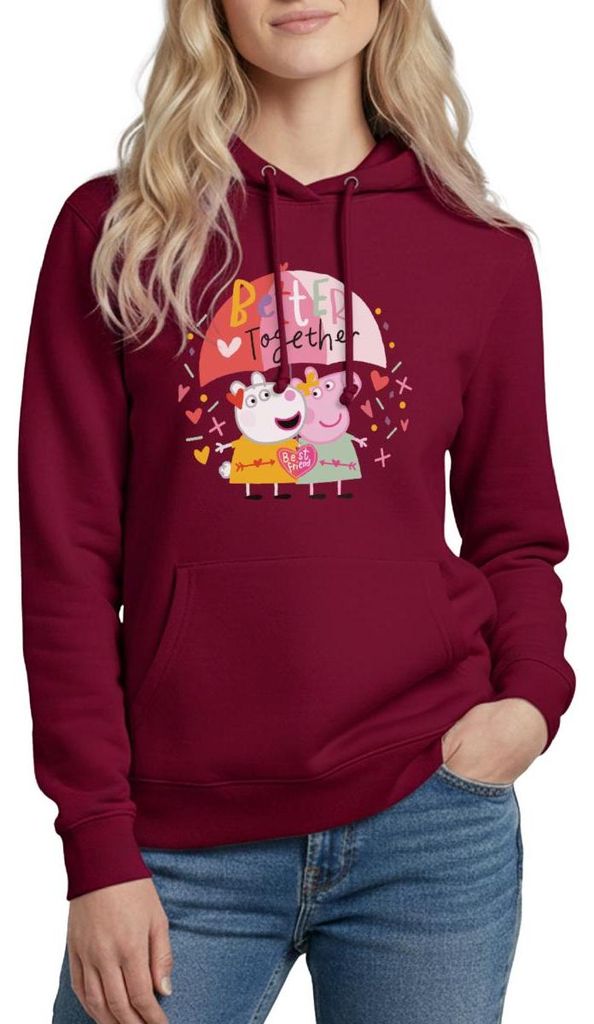 Spreadshirt Peppa Wutz Und Luzie Locke Better Together Damen Hoodie, L, Bordeaux