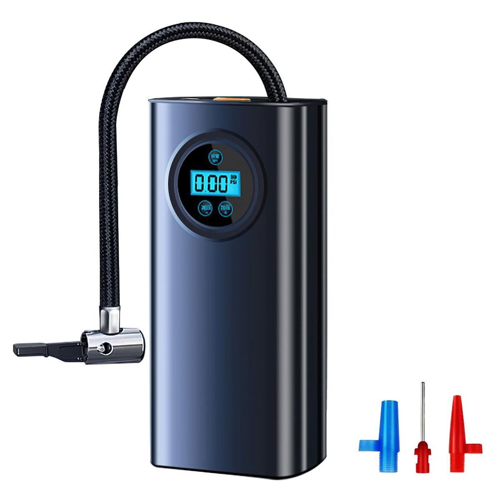 Akku-Luftpumpe Luftpumpe Kompressor-Reifenfüller mit LCD-Display,mit 3 Düsenadaptern