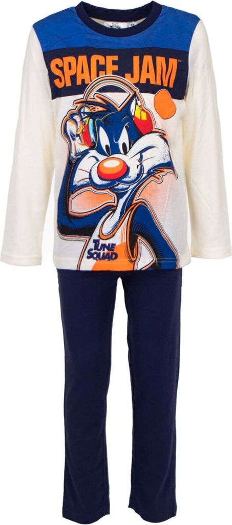Space Jam Schlafoutfit Schlafanzug aus Baumwolle Pyjama-Set für Kinder 4 Jahre Weiß