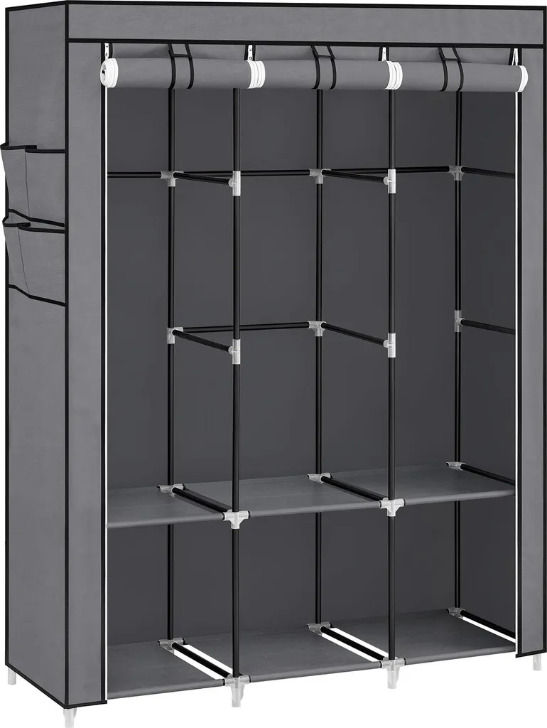 Garde-robe en tissu pour chambre et dressing Leobert Gris 130 cm