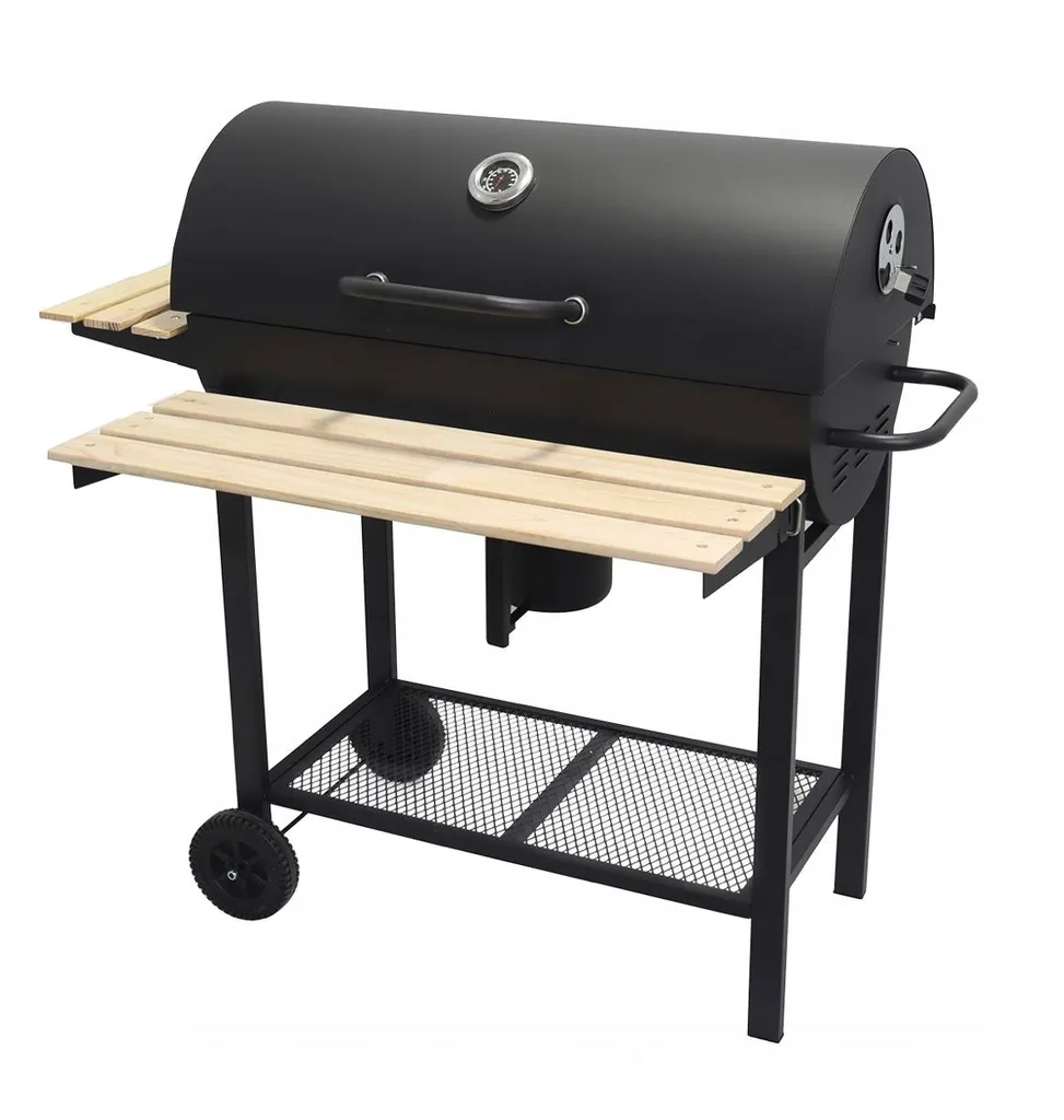 Barbecue de jardin mobile à charbon avec double grille de cuisson 115cm