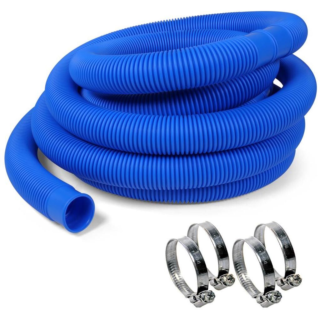 SET> 6,00m Schwimmbad Schlauch, blau Ø 38mm + 4 Schellen Produktbild 