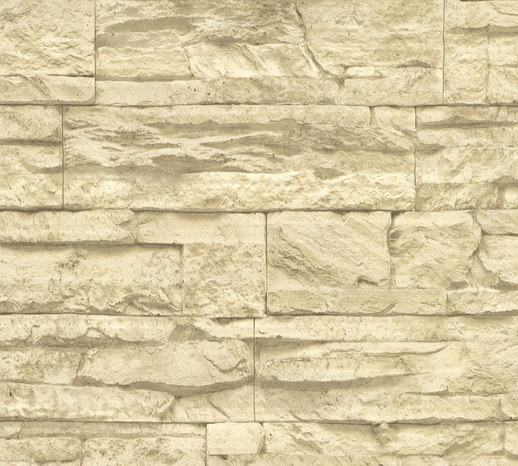 Profhome 707130-GU Stein Kacheln Tapete Steinoptik matt beige creme 5,33 m2