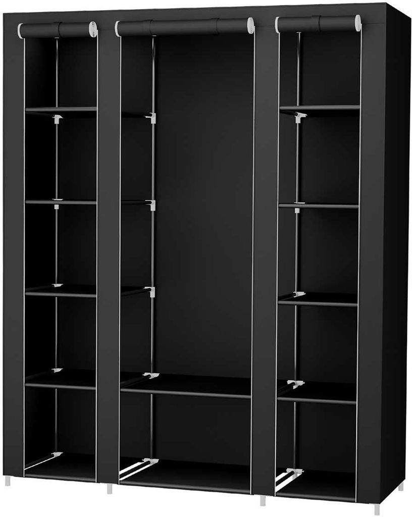 Tragbare Garderobe, faltbarer Schrank, 150x45x175 cm, Schwarz