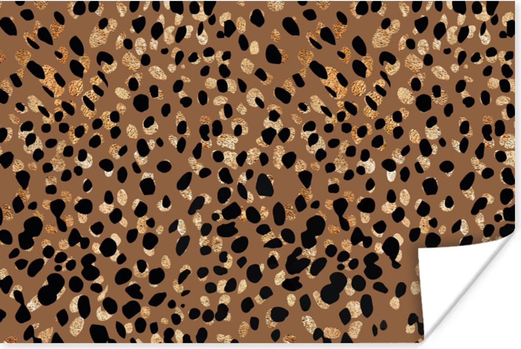 MuchoWow Poster Tiermuster - Leopard - Gold - Braun 120x80 cm - Bilder