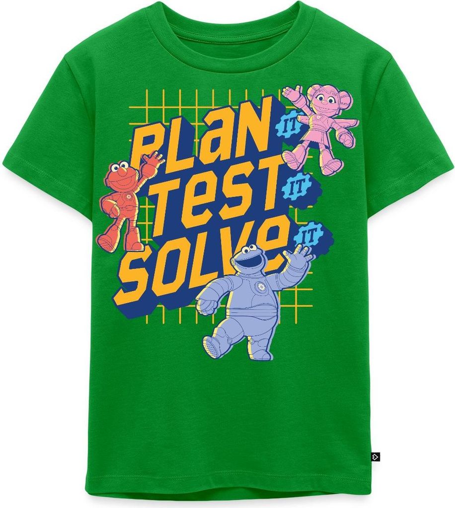 Spreadshirt Mecha Builders Team Plan It Solve It Kinder Premium T-Shirt, 98/104 (2 Jahre), Grün