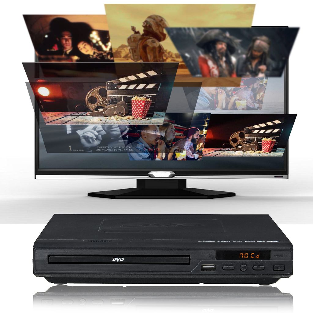 DVD-Player mit Kartenlesegerät/HDMI /USB-Anschluss und Mpeg4/SD/MMC+USB//Silber 