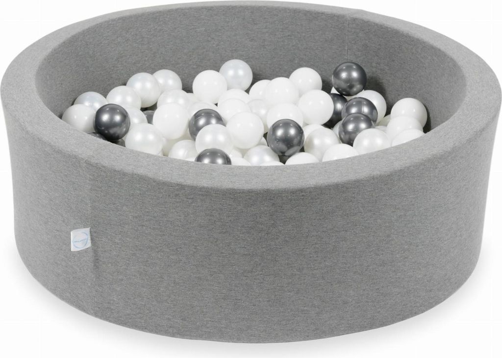 Dry Grey Pool 90x30 mit 200 Bällen: Weiß, Perlmutt, Metallic-Graphit